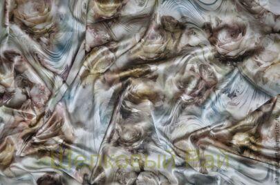 Шелк атласный "Blugirl" (коричневые розы) (в-198)