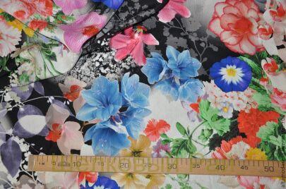 Жаккард шелковый "Angelo Marani" цветочный принт (в-242)