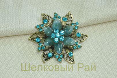 Брошь декоративная "Цветок" (цвет голубой)