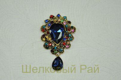Брошь декоративная Звезда Востока с синем камнем