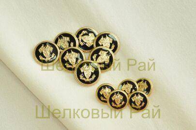 Пуговица пришивная золото с черной эмалью