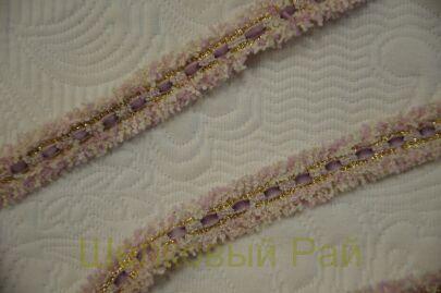 Тесьма сиреневая с золотом 1,5 см "Chanel" (д-1451)