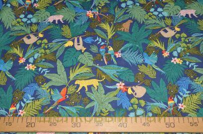 Хлопок-лен с попугаями (к-47)