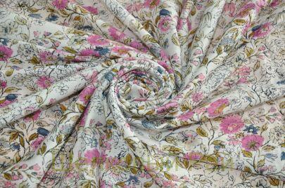 Батист хлопковый (розовые цветочки) (ж-12)