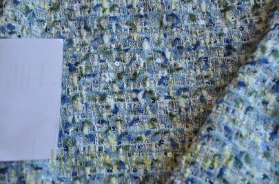 Твид голубой смесовый с пайетками "Chanel" (д-1472)