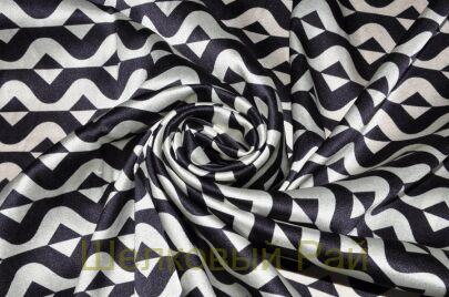 Атласный шелк стрейч зигзаги (д-838)