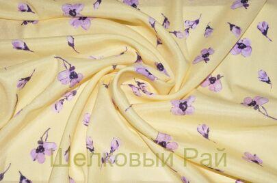 Шелк стрейч желтый в цветочек (д-903)