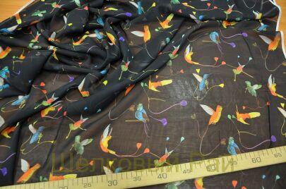Шифон шелковый птицы колибри (д-1294)