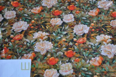 Хлопок рубашечный цветы шиповника (д-1463)