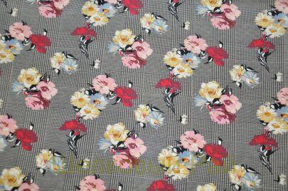 Шелк крепдешин клетка "Monnalisa" (д-1007)