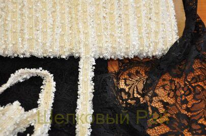 Тесьма белая 2,5 см с жемчугом "Chanel" (д-1455)