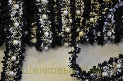 Тесьма черная с жемчугом "Chanel" 2,5 см (д-1453)