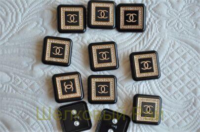Пуговицы черные квадратные "Chanel" 25 мм (д-1369)