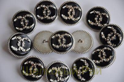 Пуговицы Chanel большие 25 мм цвет серебристо-черный (д-1394)